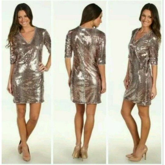 ❤️SOLD❤️Donna Morgan Copper Pink Sequins Animal - Picture 7 of 7